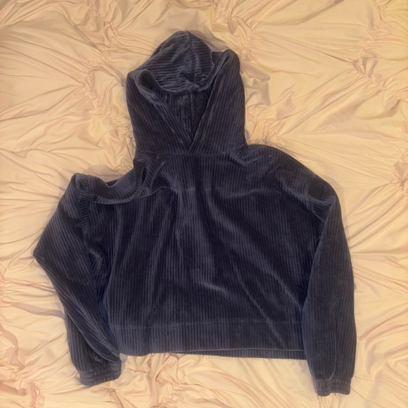 Navy Blue Velvet Aerie Hoodie - Picture 1 of 4